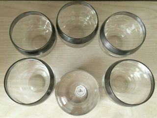 Vintage Mid Century Dorothy Thorpe Silver Band/rim 6 Roly - Poly Glasses Mad Men