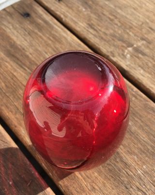 Vintage Red Glass Vase Heavy Art Glass Small Flower Vase 12 cm high 4