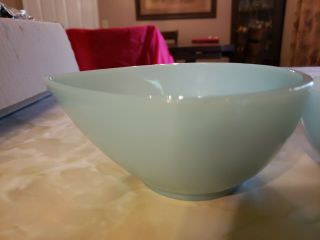 Vintage fire king Turquoise Teardrop Bowl And Cup 2