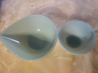 Vintage fire king Turquoise Teardrop Bowl And Cup 3