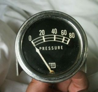 Vintage Sw Stewart Warner Oil Pressure Gauge 80 Pound