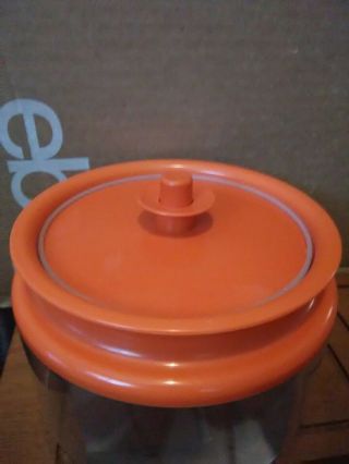Vintage Tupperware USA 6 - 1/4 Cups 1.  5ltr Push Button Orange & Lid 1481 - 5 801 - 16 3