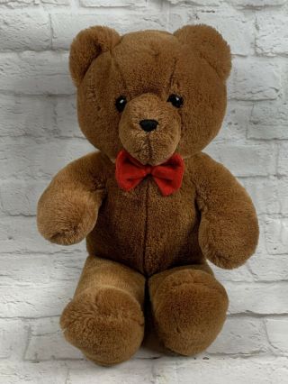 Vintage Dakin Brown Honey Jo Teddy Bear Red Bow Tie Fun Farm Plush 1986 21 "