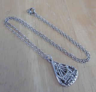 Vintage Sterling Silver Iona Viking Ship Pendant On Chain By Shipton & Co