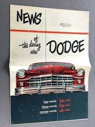 1949 Dodge Car Vintage Sales Brochure Newspaper - Convertible