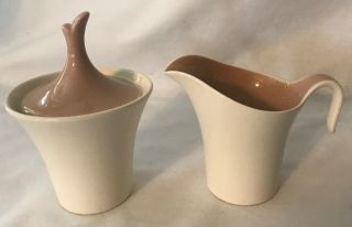 Vintage Harkerware Springtime Cocoa Pink & Cream Sugar/creamer Set