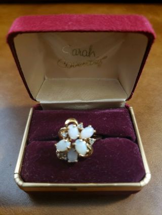 Vintage Sarah Coventry Signed Galaxy Opal Designer Cluster Cocktail Ring
