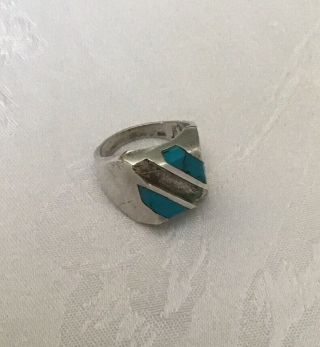 Men’s Vintage Sterling & Turquoise Heavy Ring Sz 10.  (18.  61g)