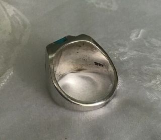 Men’s Vintage STERLING & TURQUOISE Heavy RING Sz 10.  (18.  61g) 3