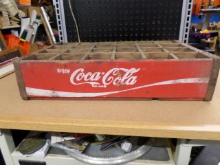 Vintage Coca - Cola Wooden Red Soda Pop 24 Bottle Crate Carrier Box Case Wood Coke