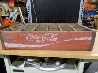Vintage Coca - Cola Wooden Red Soda Pop 24 Bottle Crate Carrier Box case wood coke 3