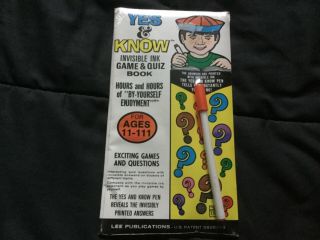 Vintage Yes & Know Invisible Ink Game & Quiz Book Travel Car Games