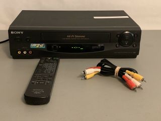 Sony Vhs Vcr Slv - N55 Video Cassette Recorder With Remote & Av Cables Great
