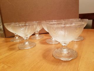 Vintage Anchor Hocking Clear Textured Glass Clam Shell Champagne Glasses Set 8 3