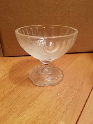 Vintage Anchor Hocking Clear Textured Glass Clam Shell Champagne Glasses Set 8 4