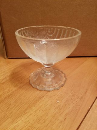 Vintage Anchor Hocking Clear Textured Glass Clam Shell Champagne Glasses Set 8 5
