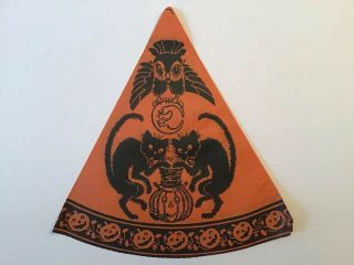 Vintage Halloween Paper Party Hat Owl Crescent Moon Black Cats Jol Germany