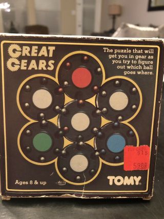 Vintage 1982 Tomy Great Gears Puzzle Game Toy Handheld Mind Brain Teaser
