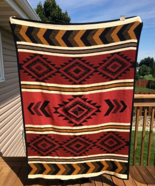 Vintage Biederlack Southwestern Aztec Reversible Throw Blanket