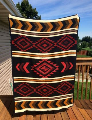 Vintage Biederlack Southwestern Aztec Reversible Throw Blanket 3