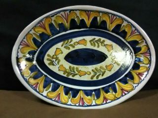 Lovely Vtg.  Authentic Ravello Italian Pottery Hand Painted Floral Small Platter