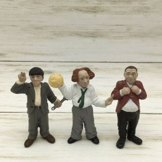 Vintage Set Of The Three Stooges Pvc Figures Larry Curly & Moe 3.  5 "