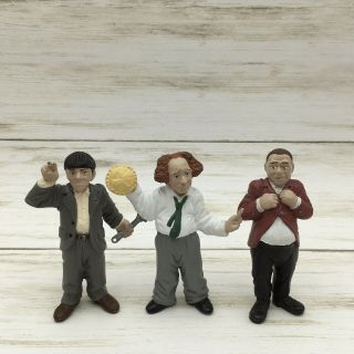 Vintage Set Of The Three Stooges PVC Figures Larry Curly & Moe 3.  5 