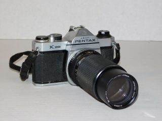 Vtg Asahi Pentax K1000 35mm Slr Film Camera Body Jc Penney Optic 5.  5 80 - 200 Lens