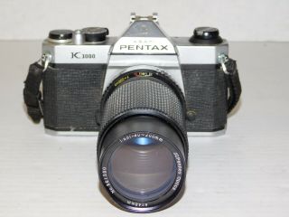 Vtg Asahi Pentax K1000 35mm SLR Film Camera Body JC Penney Optic 5.  5 80 - 200 Lens 2