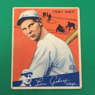 Vtg 1934 Goudey Card 8 Tony Piet Cincinnati Reds,  / - Vgex