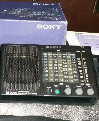 Sony Icf - Sw20 Fm/mw/sw1 - 7 Portable World Band Receiver Radio