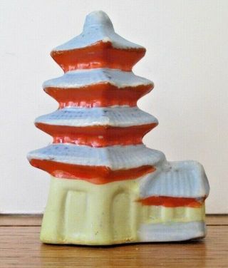 Vintage Glazed Ceramic Fish Tank Decoration Multi - Story Pagoda Japan,  1950s