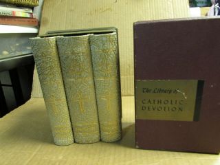 Vintage Library Of Catholic Devotion Box Set 0f 3 Leather Bound