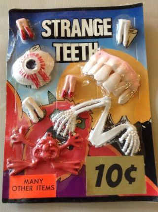 Vtg Vending Display Strange Teeth Eyeball Skeleton Gag Joke Creepy Magic Trick