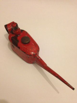 Vintage red Sutcliffe Midget oil can / oiler 3