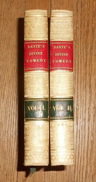 1867 Divine Comedy Of Dante Alighieri 2 Vols Vellum Longfellow Trans.  Inferno