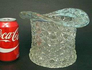 Large Vintage Fenton Clear Glass Button & Daisy 6 " By 8 " Top Hat Ice Bucket Vase