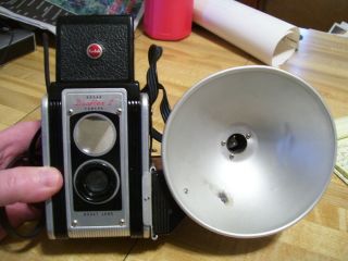 Vintage Kodak Duaflex Box Camera With Flash Holder