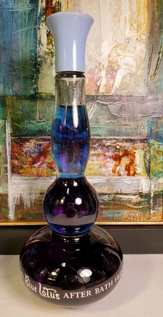 Vintage Avon Blue Lotus After Bath Freshener 95 Glass Bottle/decanter 1967 - 72