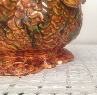 Vintage Atlantic Mold Hand Painted Ceramic Hen Rooster Chicken Cookie Jar Farm 7