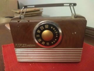Vintage 1950 Rca Victor Brown Tortoise Shell Am Portable Tube Radio B - 411