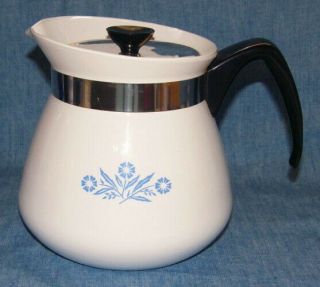 8 Cup Vintage Corning Ware Cornflower Blue 2 Qt Coffee Tea Pot Stove Top Ec