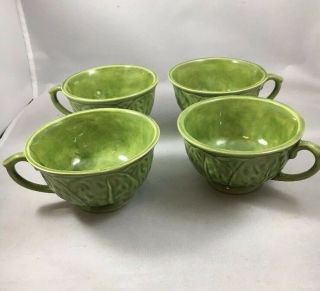 Vintage Ceramic Cabbage Lettuce Green Cups Tea Coffee Holland Ceramics Mold 4”