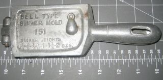 Vintage Bell Type Sinker Mold Palmer 151 Weights 1/4 3/8 1/2 7/8 1,  1 1/2 2 Ozs.