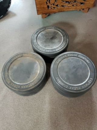 3 Vintage Eastman Kodak Company Metal Tin Film Canister