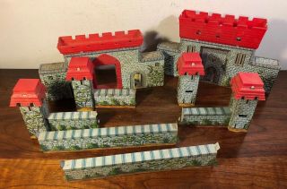 Vintage Marx Tin Litho Medieval Castle Fort Playset Fortress