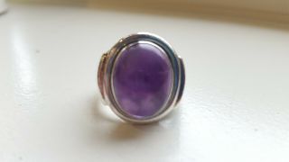 Vintage Sterling Silver 925 Ring,  Large Purple Gem Stone Possibly Charoite?
