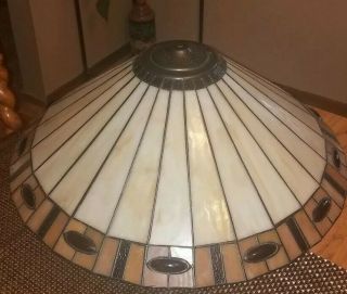 Handsome Large Vtg Dale Tiffany Inc.  Stained Leaded Slag Glass Shade 20 " X 8 "