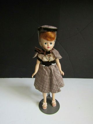 Vtg Vogue Jill Doll 10 " Redhead Wearing A Brown Plaid Daytime Suit W Hat So Cute