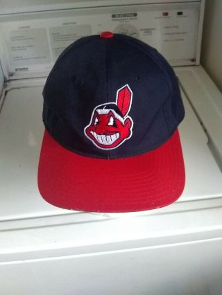 Vintage Cleveland Indians Chief Wahoo Snapback Baseball Hat 90 